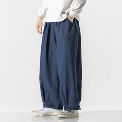 Denim Casual Workwear Wide-leg Straight-Leg Pants