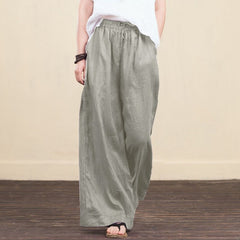 Cotton Linen Wide Legged Pants Women Loose Trousers