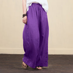 Cotton Linen Wide Legged Pants Women Loose Trousers