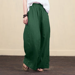 Cotton Linen Wide Legged Pants Women Loose Trousers