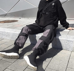 Multi-pocket cargo loose wide-leg pants