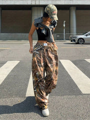 Slimming Casual Pants Hip Hop Retro Street Multi-pocket Camouflage Cargo Pants For Women Y2k Hip-hop Cargo Grunge Baggy Trousers