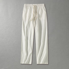 Wide Leg Solid Color Cotton And Linen Casual Pants Men