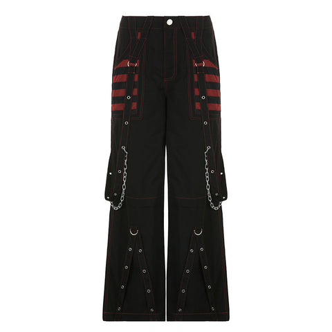 New Women's Loose Contrast Stripe Mesh Panel Pants