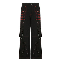 New Women's Loose Contrast Stripe Mesh Panel Pants