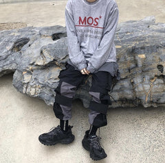 Multi-pocket cargo loose wide-leg pants