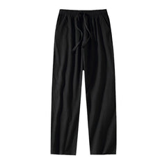 Wide Leg Solid Color Cotton And Linen Casual Pants Men