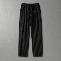 Wide Leg Solid Color Cotton And Linen Casual Pants Men
